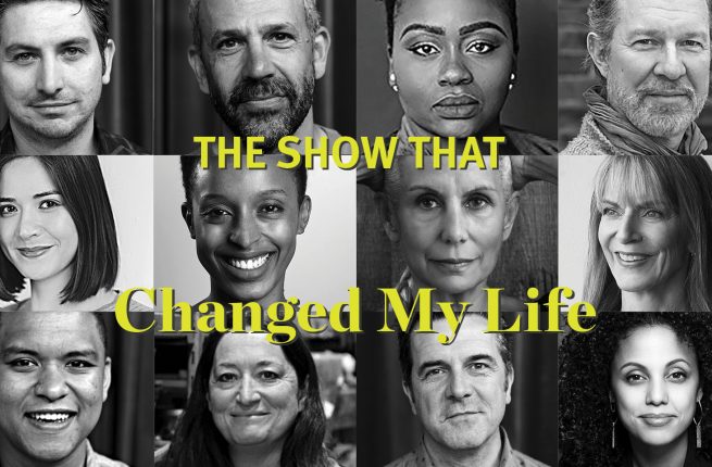 A collage of The Show That Changed My Life's participating artists' headshots overlaid with text reading "The Show That Changed My Life"