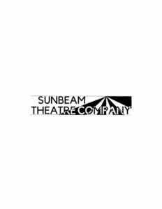 the text sunbeam theatre company is written in the forefront in black, with white and black triangles making the image of rays of sun in the background