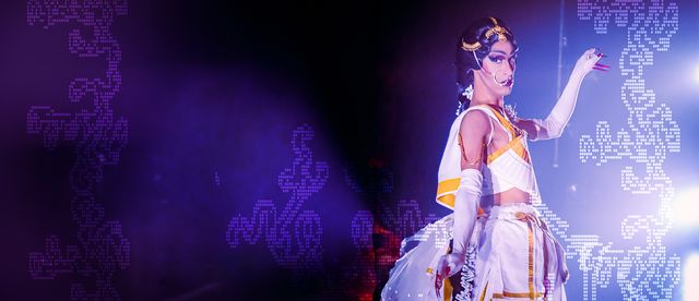 Bijuriya is dressed in a beautiful white and gold gown with matching accessories,