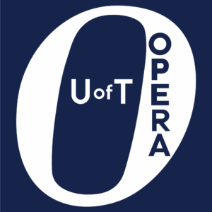 A blue background with a large white O that reads U of T Opera within the O