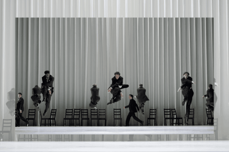 Shaakir Muhammad, Christopher Gerty, and Matthieu Pagès with artists of the National Ballet in 'Procession.' Photo by Karolina Kuras. Courtesy of the National Ballet of Canada.