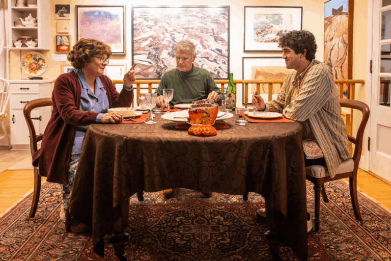 Jane Spidell as Bettye, Kevin Bundy as Jim, and Noah Beemer as Steve in 'Twelve Dinners.'