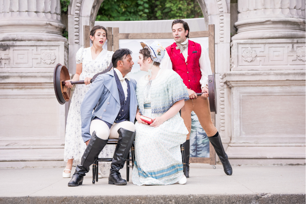 Kiana Woo, Andrew Prashad, Georgia Findlay, and Isaiah Kolundzic in 'Jane Austen's Northanger Abbey.' Photo by Raph Nogal.