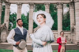 Andrew Prashad, Georgia Findlay, and Isaiah Kolundzic in 'Jane Austen's Northanger Abbey.'