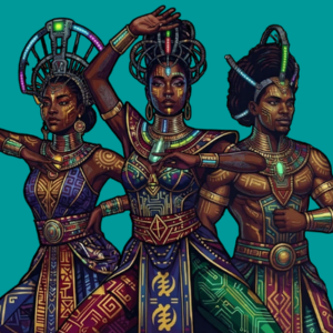 Illustration of three African dancers
